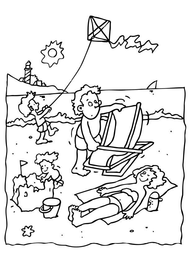 Coloriage vacances A  la plage